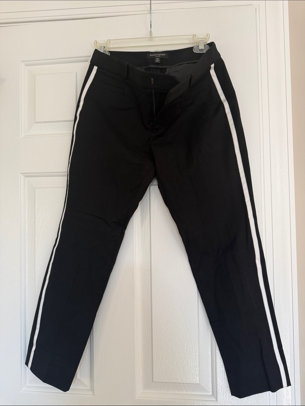 Banana Republic Black Pants with White Side Stripes